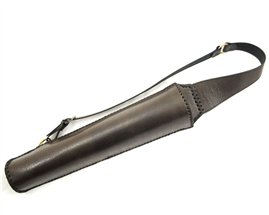 Tradycyjny kołczan plecowy z naturalnej skóry, półokrągły, jeden pasek, długość 56 cm