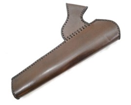 Kołczan z naturalnej skóry, ręcznie obszywany, mocowanie do pasa, długość 54 cm