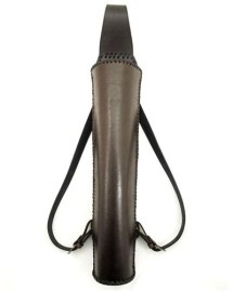 Tradycyjny kołczan plecowy z naturalnej skóry, trzy paski, długość 56 cm